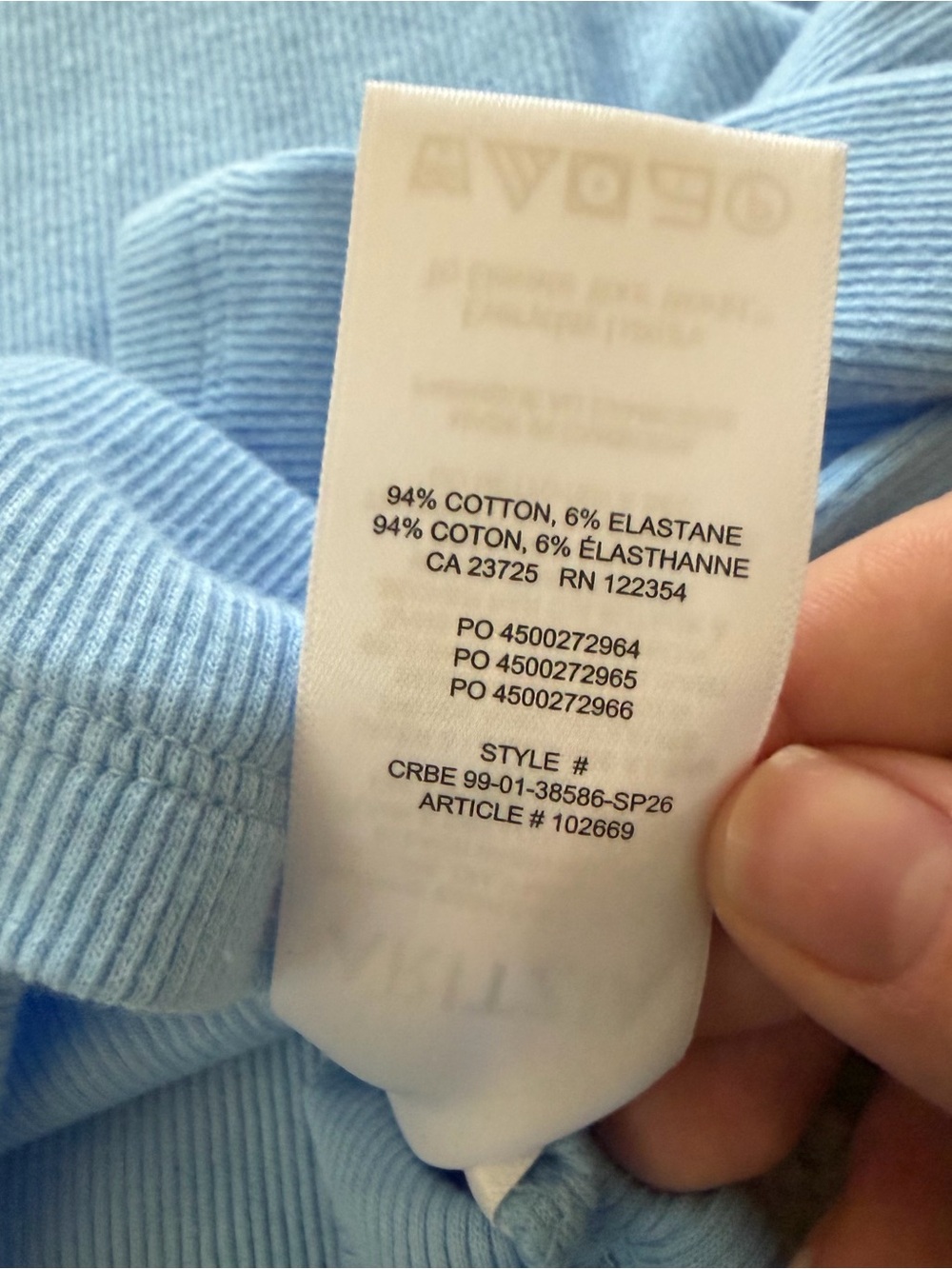 Aritzia Homestretch Size M Light Blue Fitted Cotton Long Sleeve Top - Picture 4 of 8